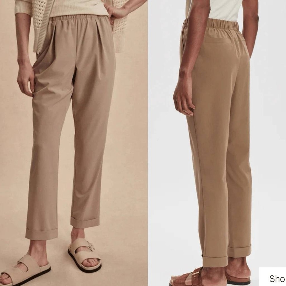 Varley Alana Slim Tapered Cuff Pant 27 Brown TAST Stretch Woven VAR02525 Small